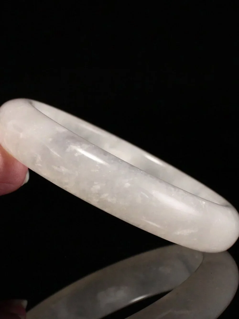 Natural White Moonstone Bangle Bracelet 55.8mm I.D. w Moderate Blue Sheen 44.61g